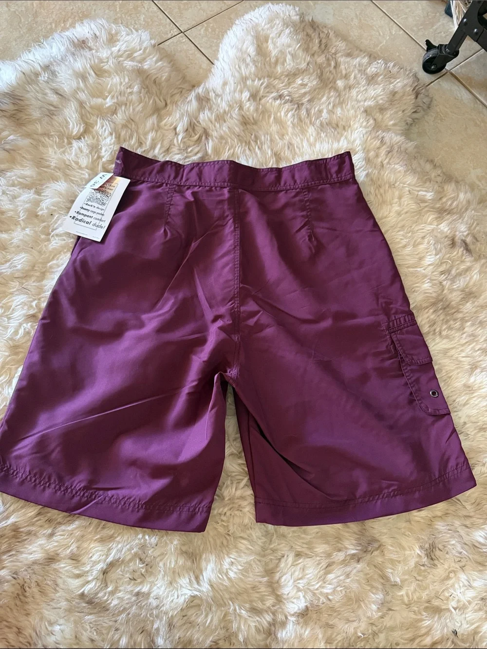 New vtg Arizona Men's Purple Dragon embroidered Print board Swim Shorts 36 Y2K